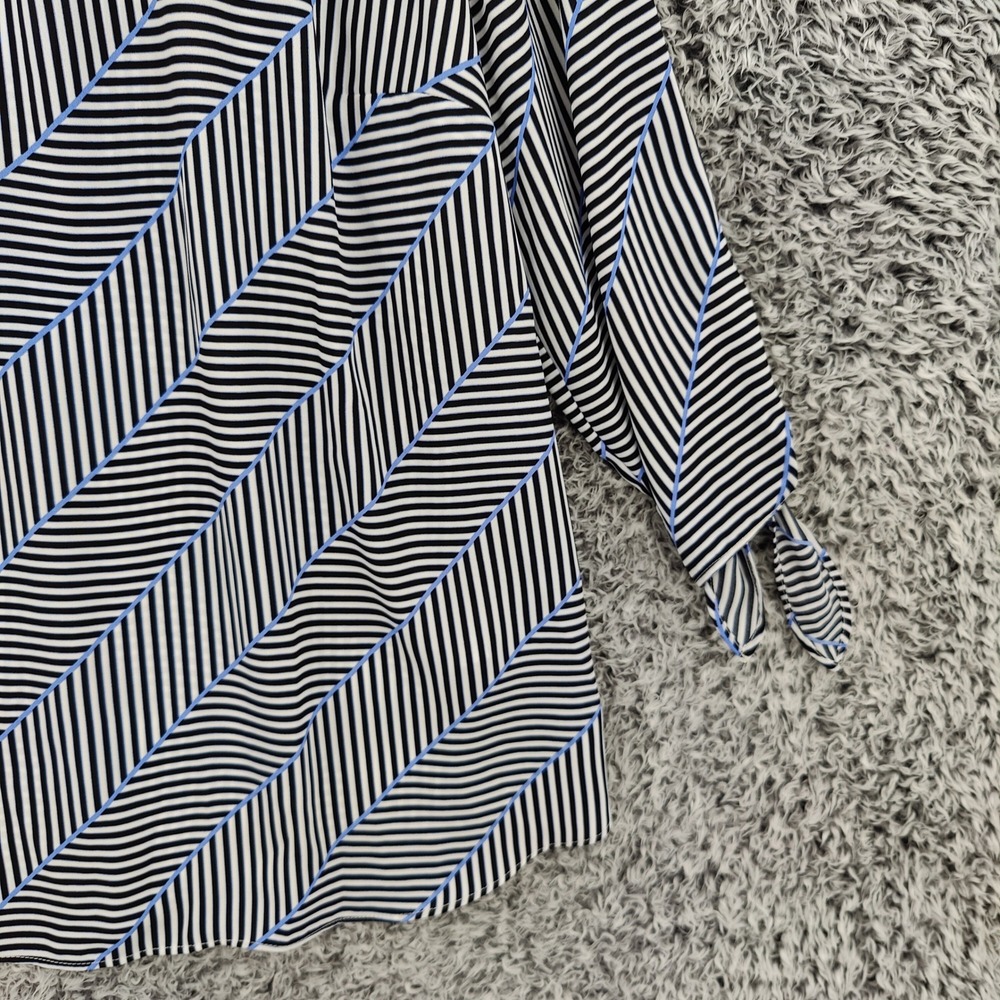 Talbots Women Preppy Nautical Stripe Blouse Size X US XL Black White Blue Career - Picture 11 of 16